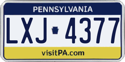 PA license plate LXJ4377