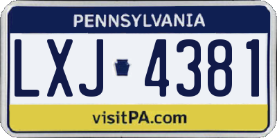 PA license plate LXJ4381