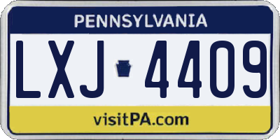 PA license plate LXJ4409