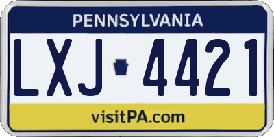 PA license plate LXJ4421