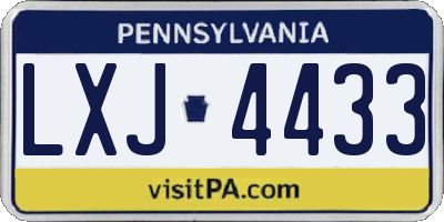 PA license plate LXJ4433