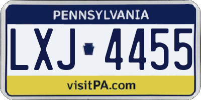 PA license plate LXJ4455