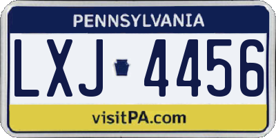 PA license plate LXJ4456