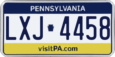 PA license plate LXJ4458
