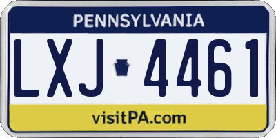 PA license plate LXJ4461