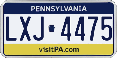 PA license plate LXJ4475