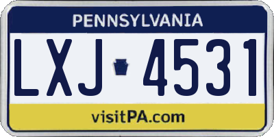 PA license plate LXJ4531