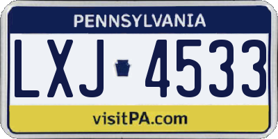 PA license plate LXJ4533
