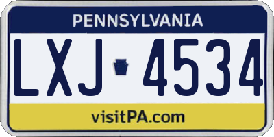 PA license plate LXJ4534