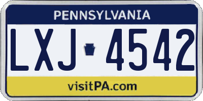PA license plate LXJ4542