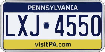 PA license plate LXJ4550