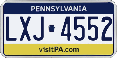 PA license plate LXJ4552