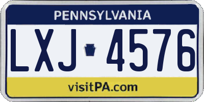 PA license plate LXJ4576
