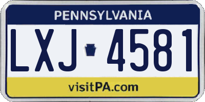 PA license plate LXJ4581