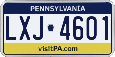 PA license plate LXJ4601