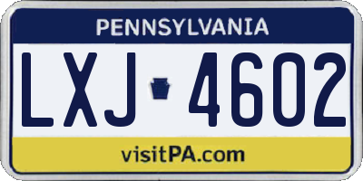 PA license plate LXJ4602
