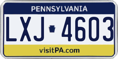 PA license plate LXJ4603