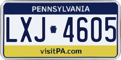 PA license plate LXJ4605