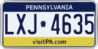 PA license plate LXJ4635