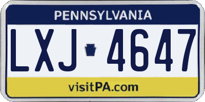 PA license plate LXJ4647