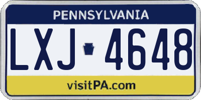 PA license plate LXJ4648