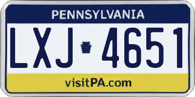 PA license plate LXJ4651