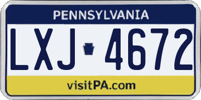 PA license plate LXJ4672