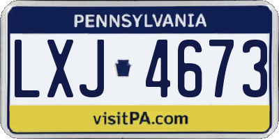 PA license plate LXJ4673
