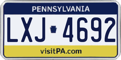 PA license plate LXJ4692