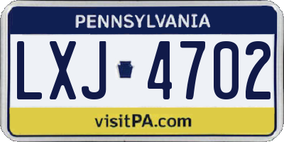PA license plate LXJ4702