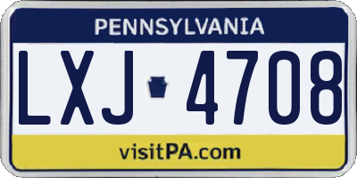 PA license plate LXJ4708