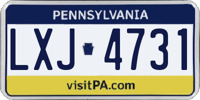 PA license plate LXJ4731