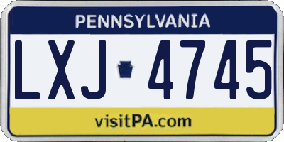 PA license plate LXJ4745