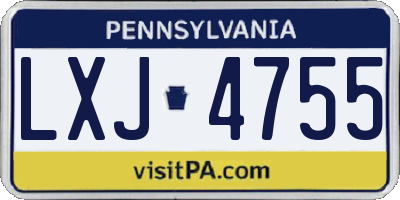 PA license plate LXJ4755