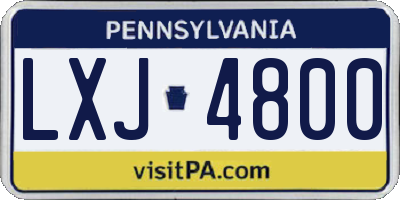 PA license plate LXJ4800