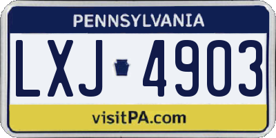 PA license plate LXJ4903
