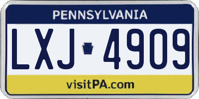 PA license plate LXJ4909