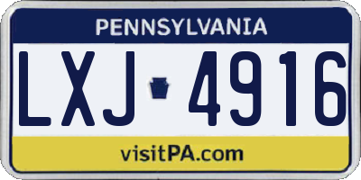 PA license plate LXJ4916