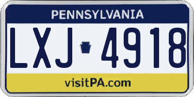 PA license plate LXJ4918