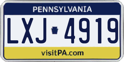 PA license plate LXJ4919