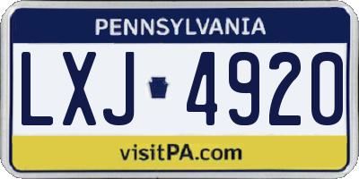 PA license plate LXJ4920