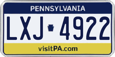 PA license plate LXJ4922