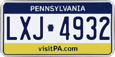 PA license plate LXJ4932