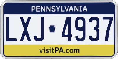 PA license plate LXJ4937