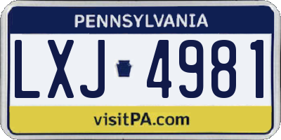 PA license plate LXJ4981