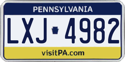 PA license plate LXJ4982