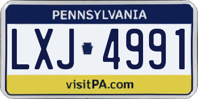 PA license plate LXJ4991