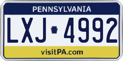 PA license plate LXJ4992