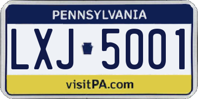 PA license plate LXJ5001