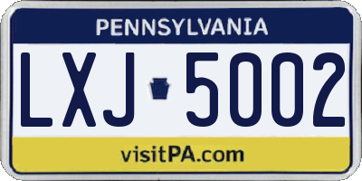 PA license plate LXJ5002